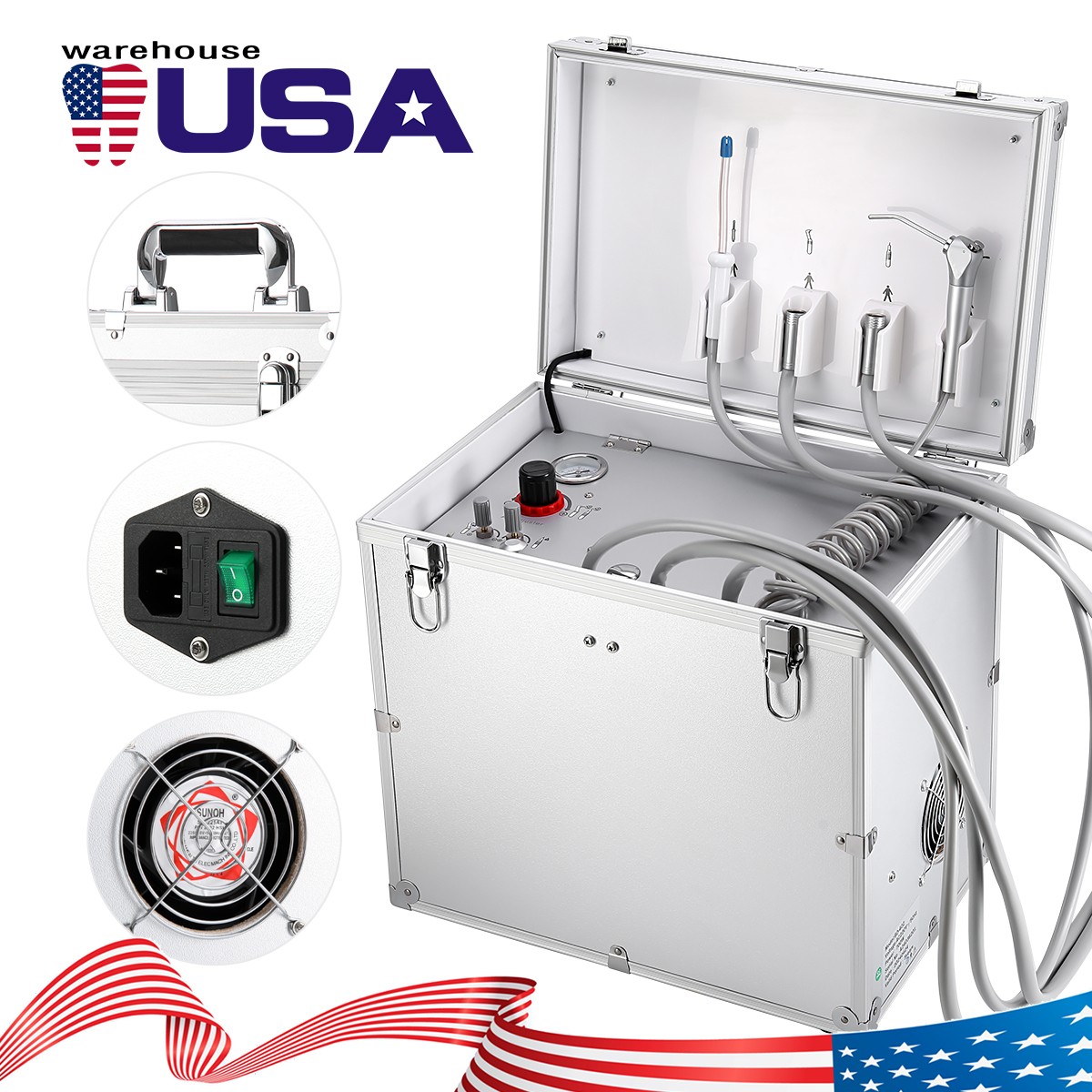 BD-402 Dental Delivery Unit Case Air Compressor Syringe Suction/Portable Chair