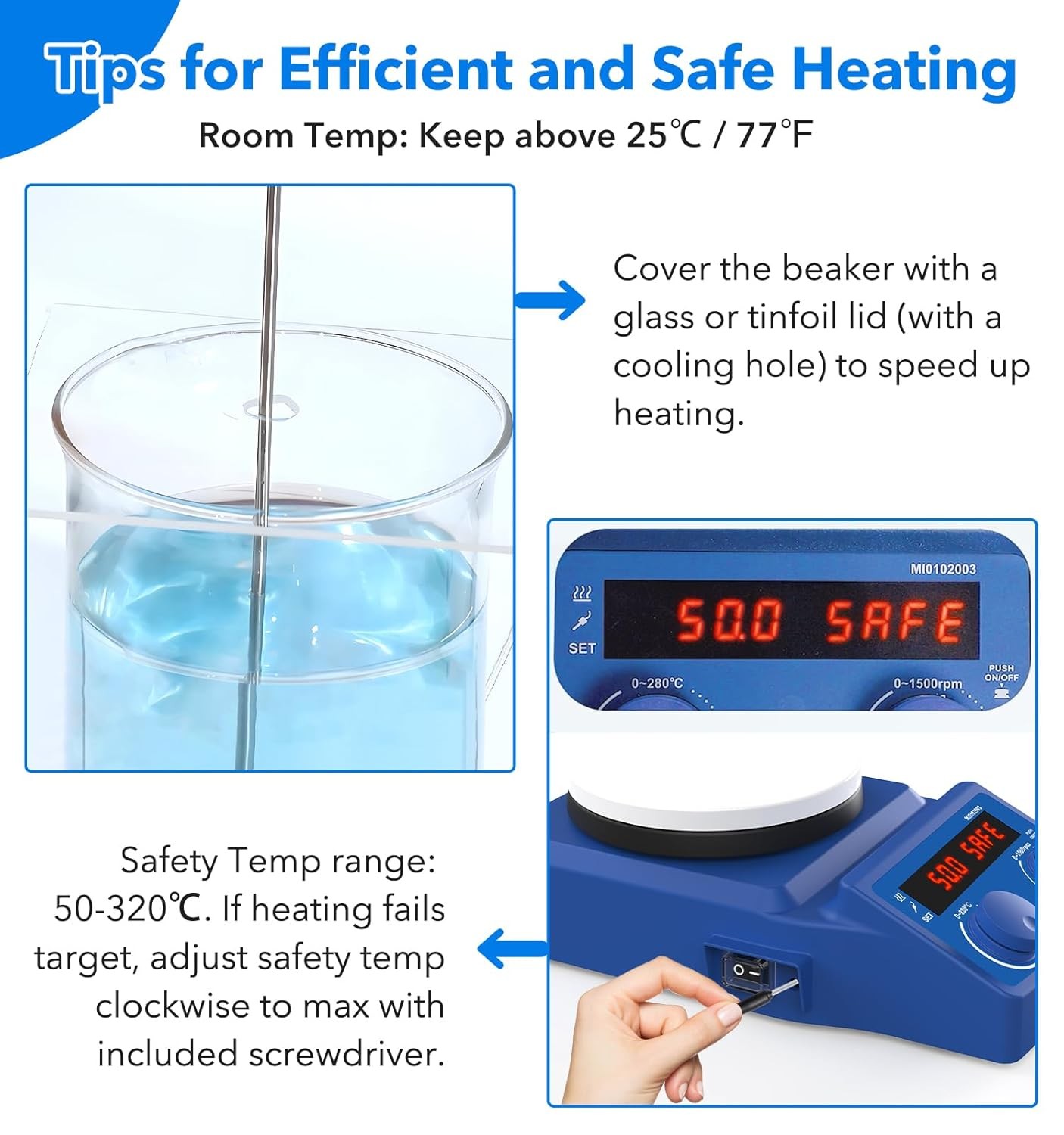 Magnetic Stirrer Hot Plate Lab Heating Plate 5Inch Lab Mixer w/ Stir Bar 600W
