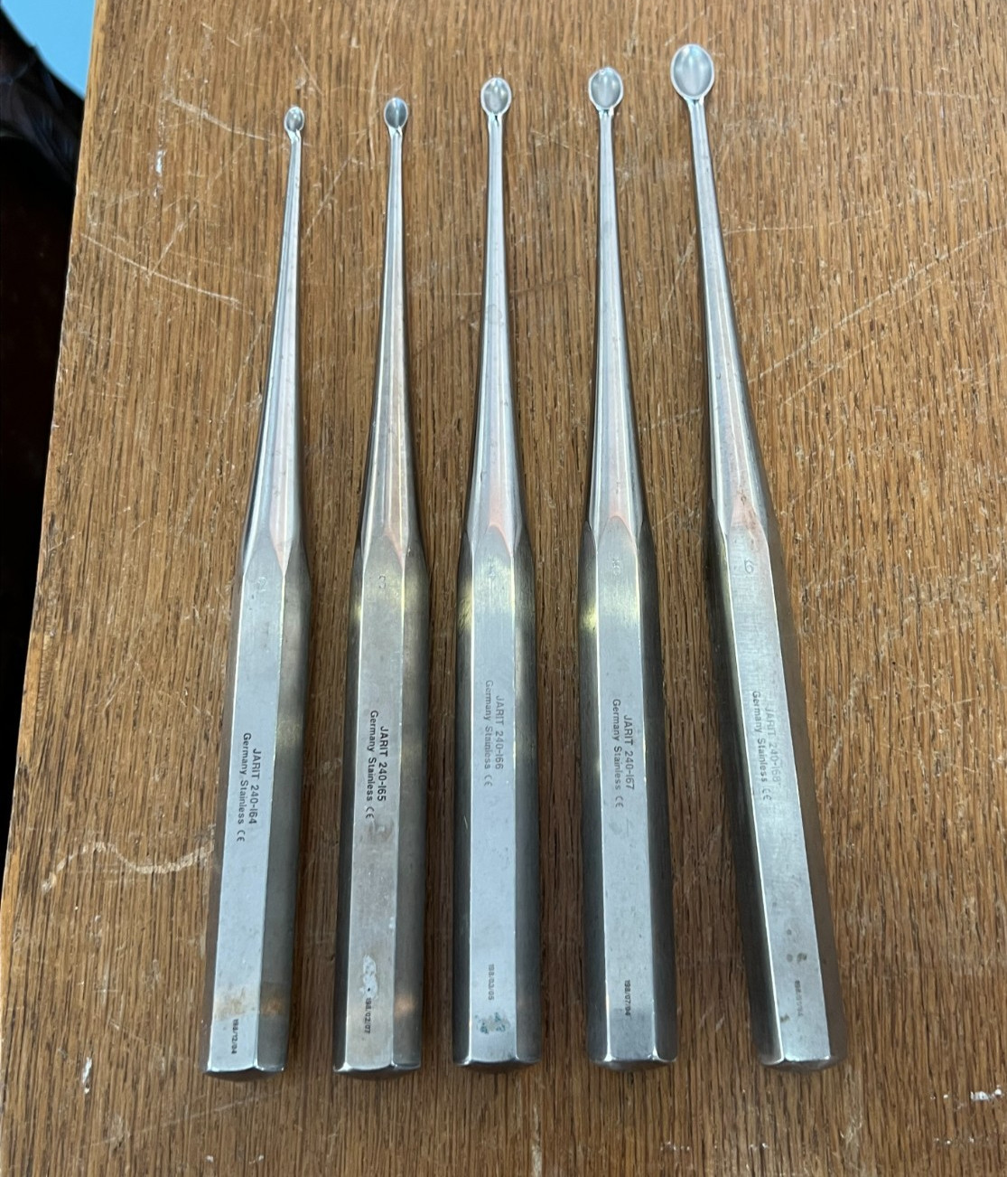 Lot of 5 Jarit Oval Curette Tools 240-165, 240-165, 240-166, 240-167, 240-168