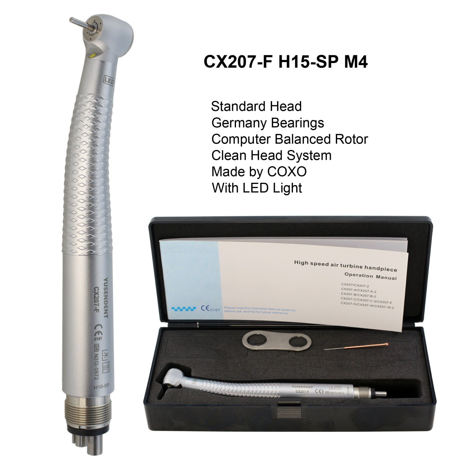 COXO DMXDENT Dental LED Handpiece High Speed Self Power Turbine 4 Hole NSK Style