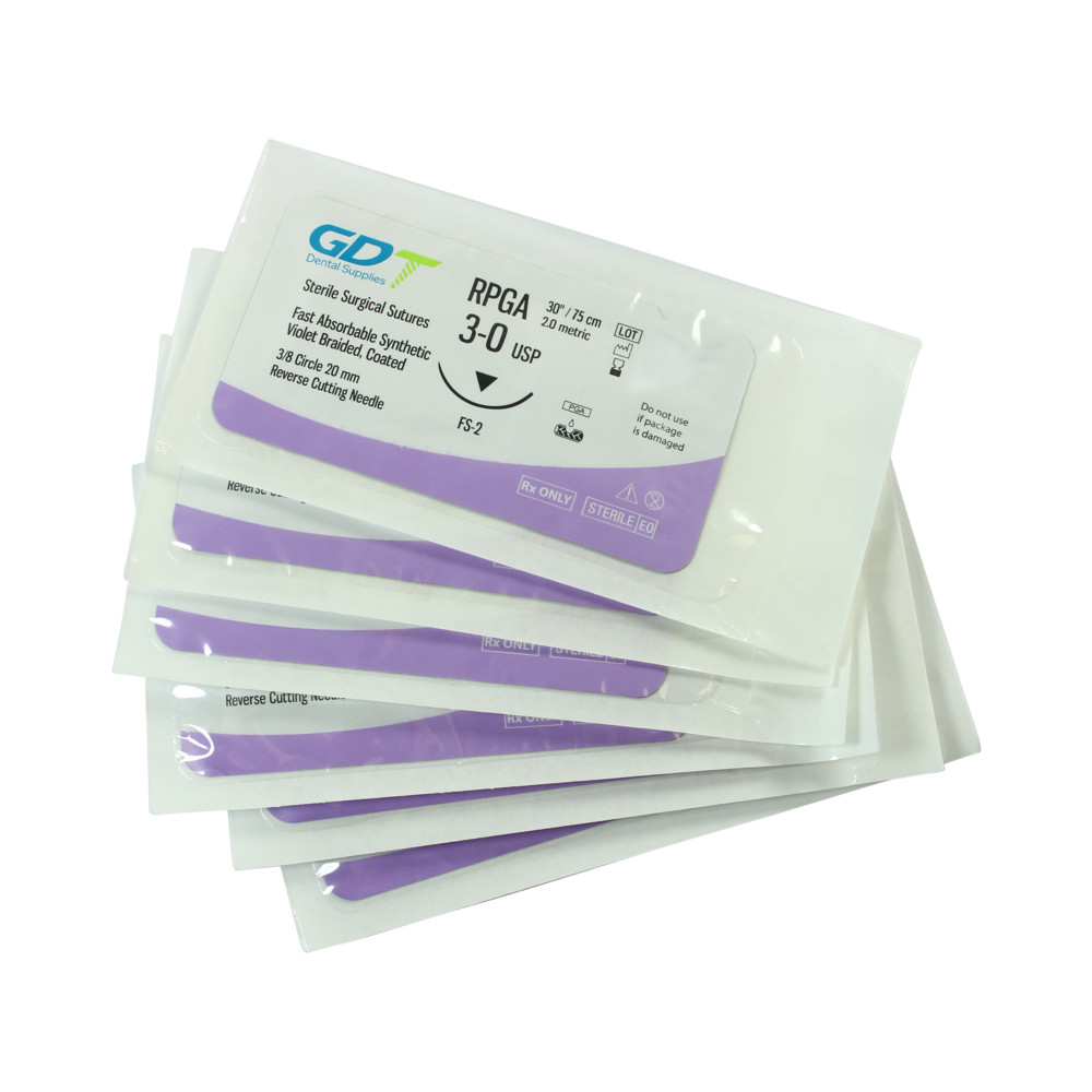 Dental Rapid PGA Polyglycolic Acld Sutures 75cm 12pcs Coated Elastic Support
