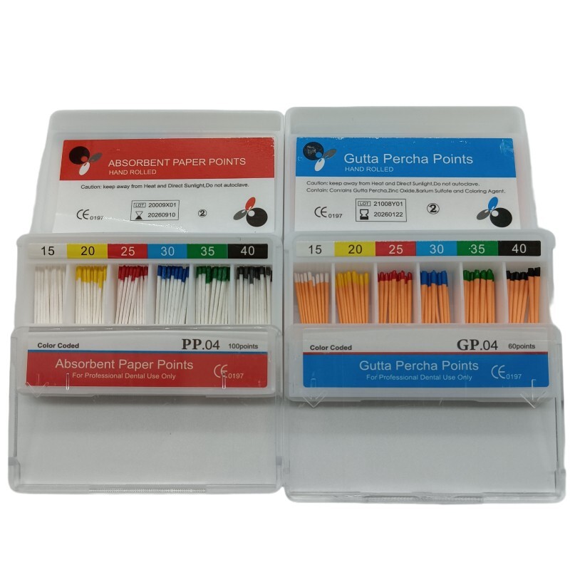 Endodontic GUTTA PERCHA POINTS Taper 0.4, All Sizes Dental Meta, 60 Points/box