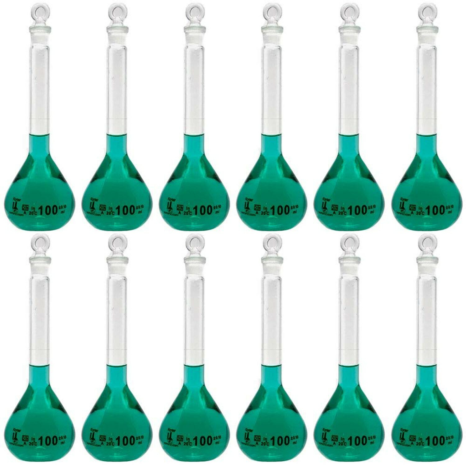 100ml Volumetric Flask, 3.3 Boro Glass, Class A, Ground Stopper (Case of 12)