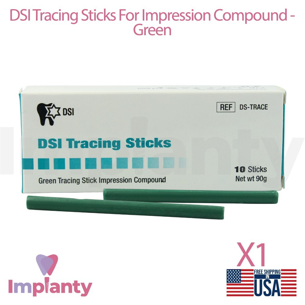 DSI Thermoplastic Impression Compound Tracing Sticks Space Maintainer Green 10pc