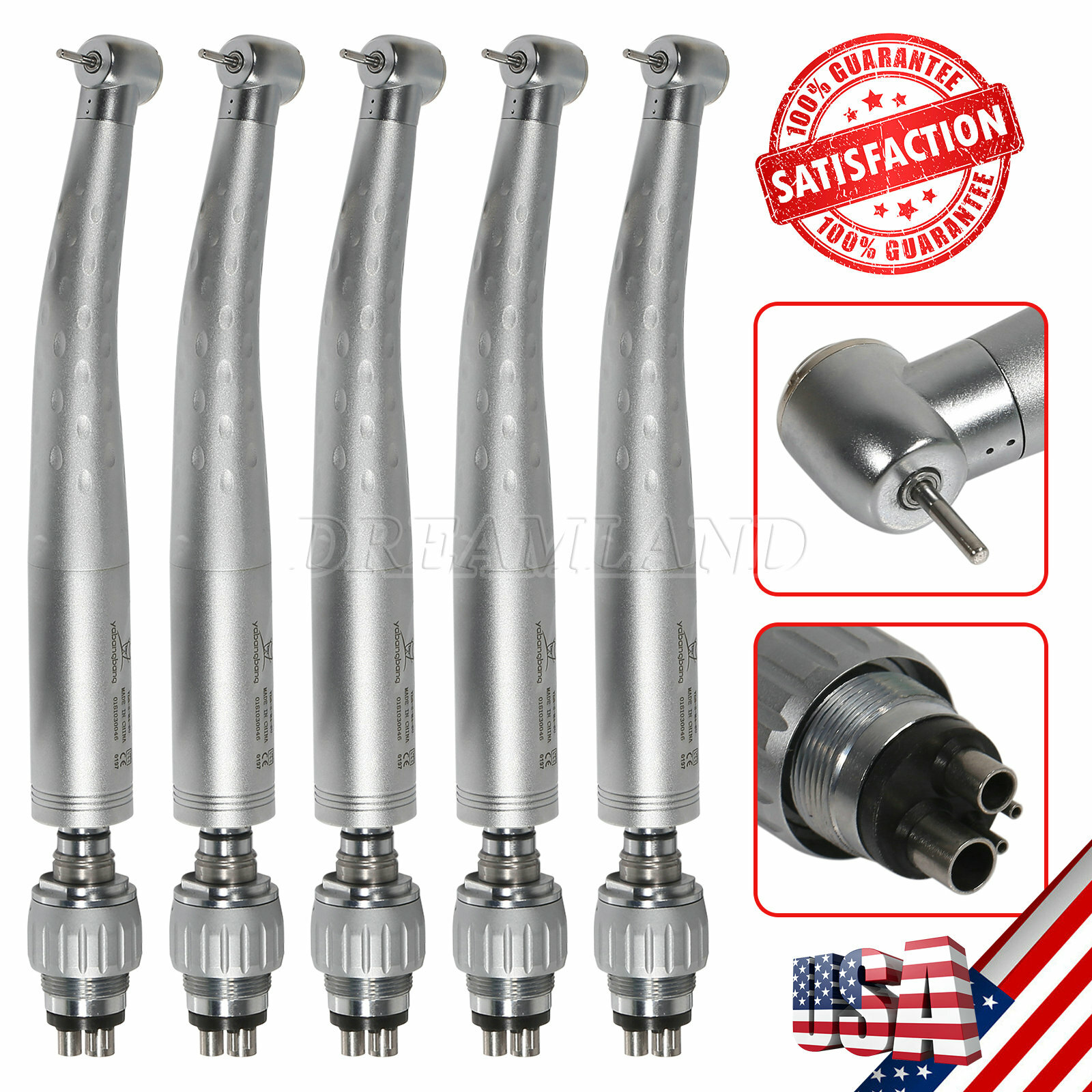 USPS 5 Yabang Dental High Speed Handpiece with 4 Holes Quick Coupler Swivel