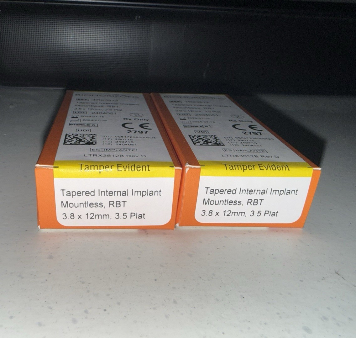 BioHorizons TRX3812 Tapered Internal Implant RBT 3.8x12mm 3.5 Plat (2)