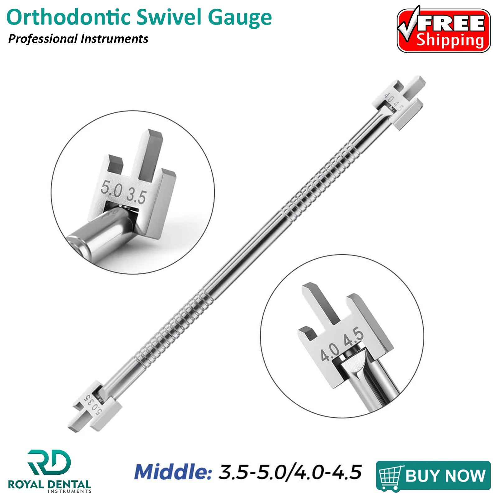 Orthodontic Instruments Bracket Height Swivel Head Positioning Gauge Dental