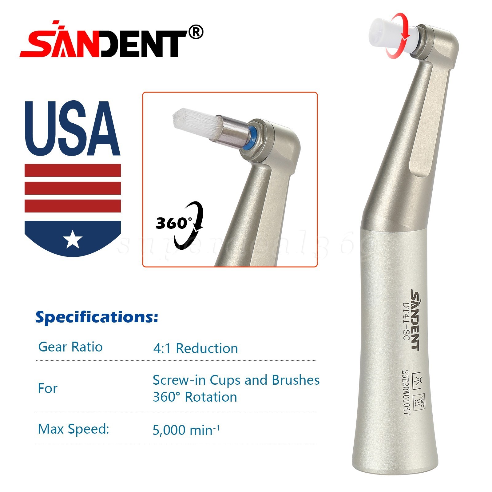 1-10 PCS Dental Prophy Handpiece Contra Angle 4:1 Screw Polishing Head Low Speed