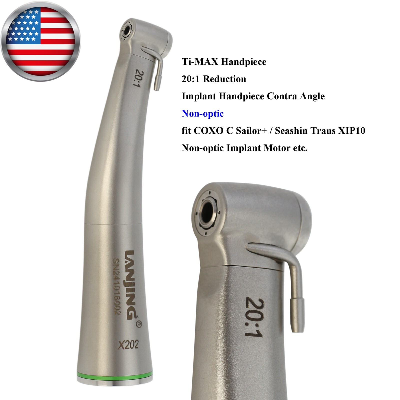 Lanjing Implant Surgical Handpiece 20:1 32:1 Contra Angle LED Optic NSK Saeshin