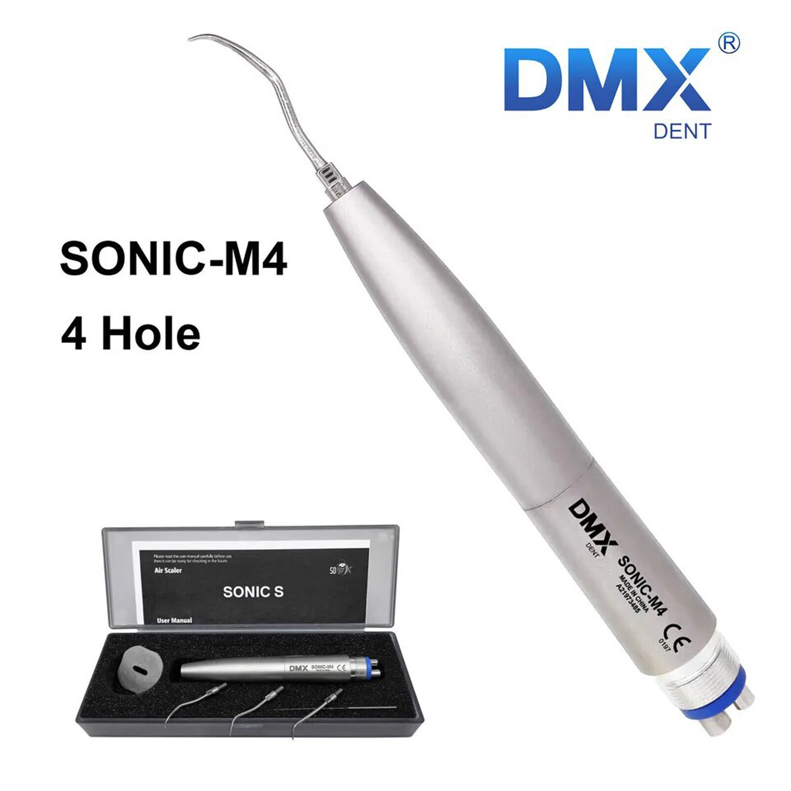 DMXDENT Sonic S Dental Hygienist Air Scaler Handpiece 4 Hole Tips SJ1 SJ2 SJ3