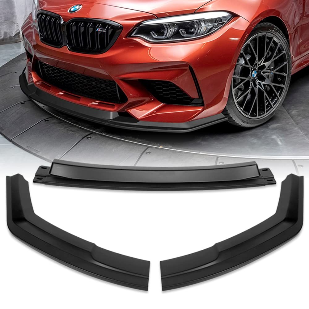 Front Bumper Lip Spoiler for 2016-2020 BMW F87 M2 Unpainted Matt Black ABS