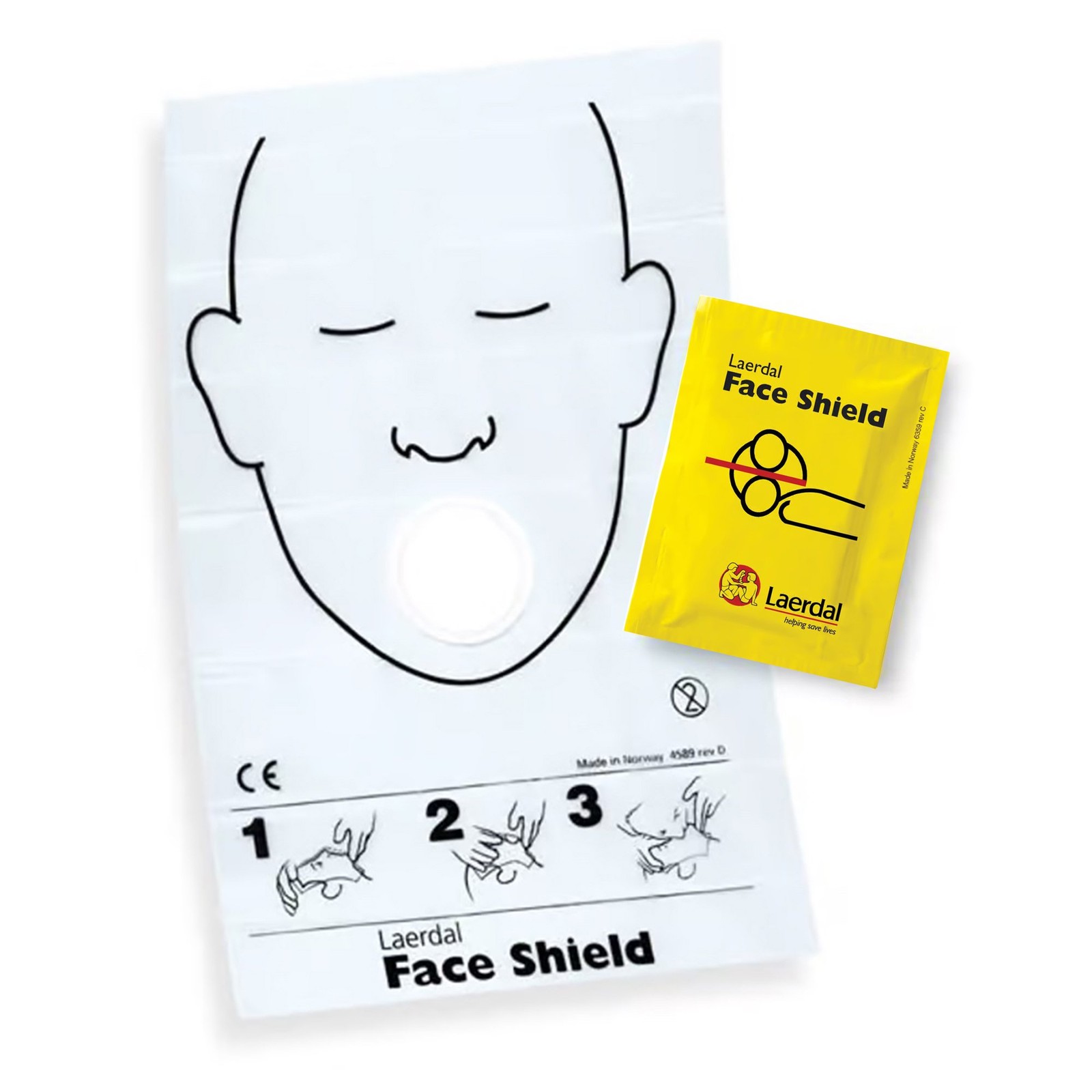 Laerdal Nylon / PVC CPR Face Shield 3.7 X 2-3/4 Inch Disposable 50 Ct