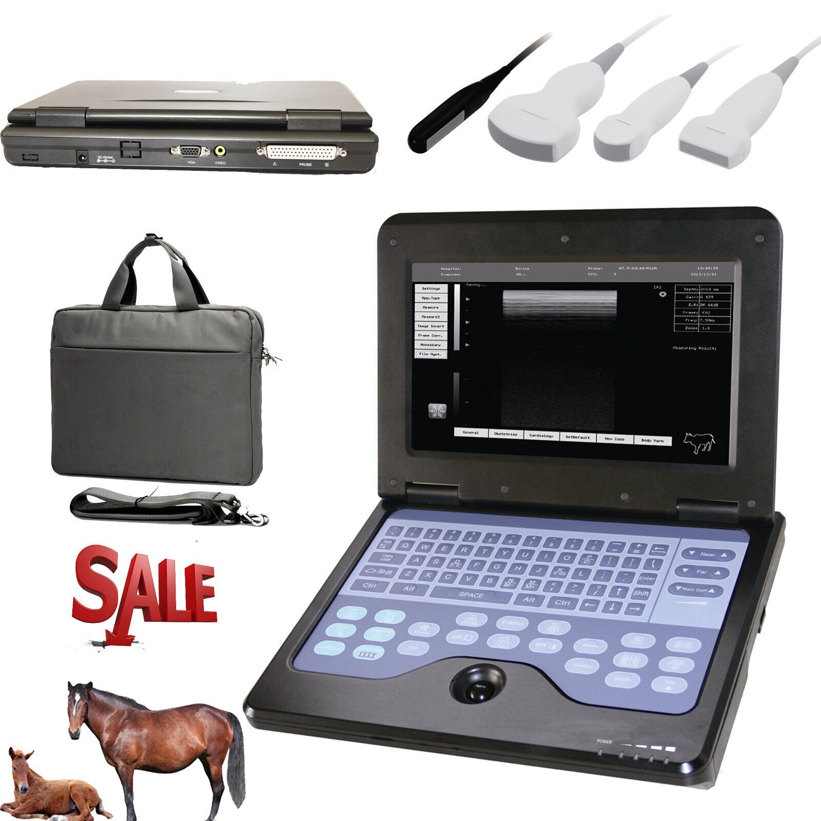 Professional Veterinary Ultrasound Machine, 10″ Portable Laptop Scanner