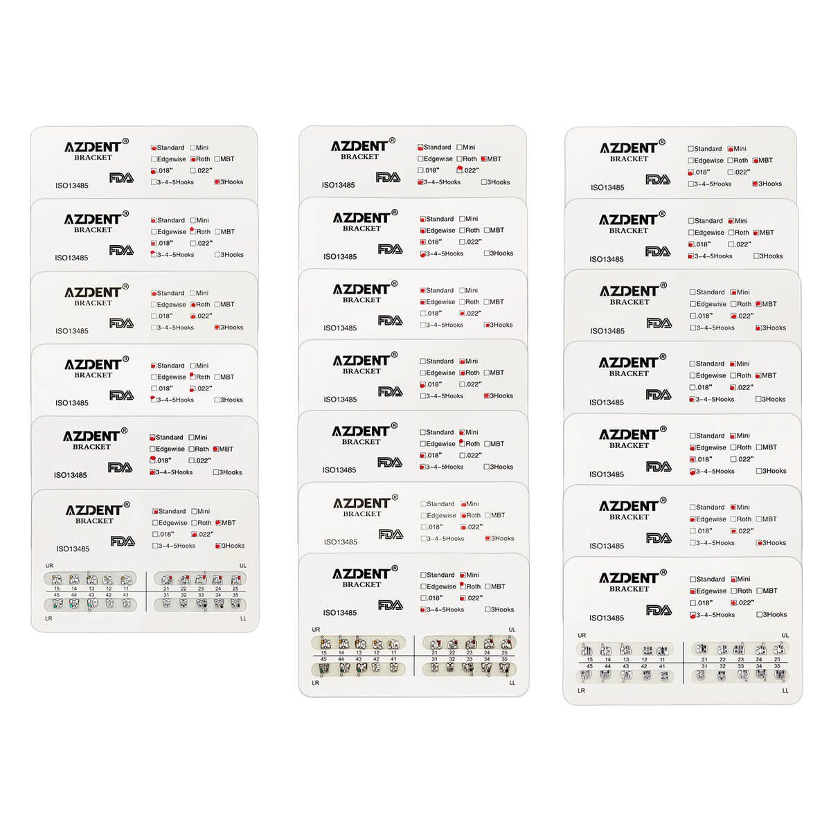 50x Dental Orthodontic Brackets Braces Mini/Standard Roth 022/018 Hooks 3/345