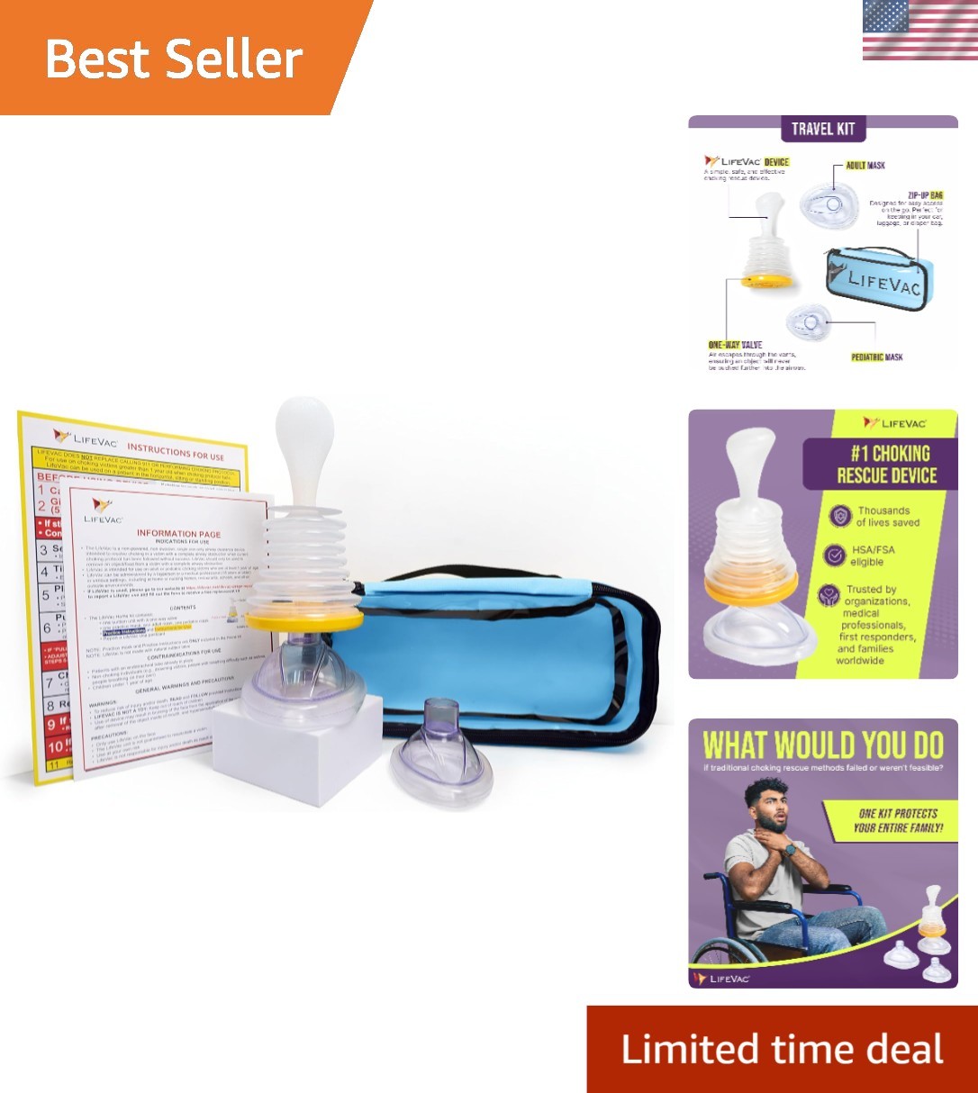 Travel-Ready Blue First Aid Kit: Portable Suction Device for Emergency Relief
