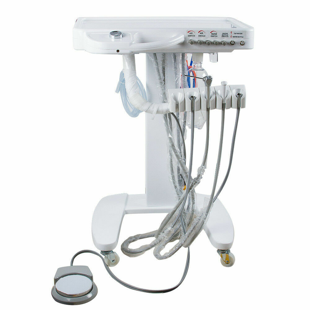 Mobile Dental Portable Delivery Unit Rolling Case Air Compressor Syringe Suction