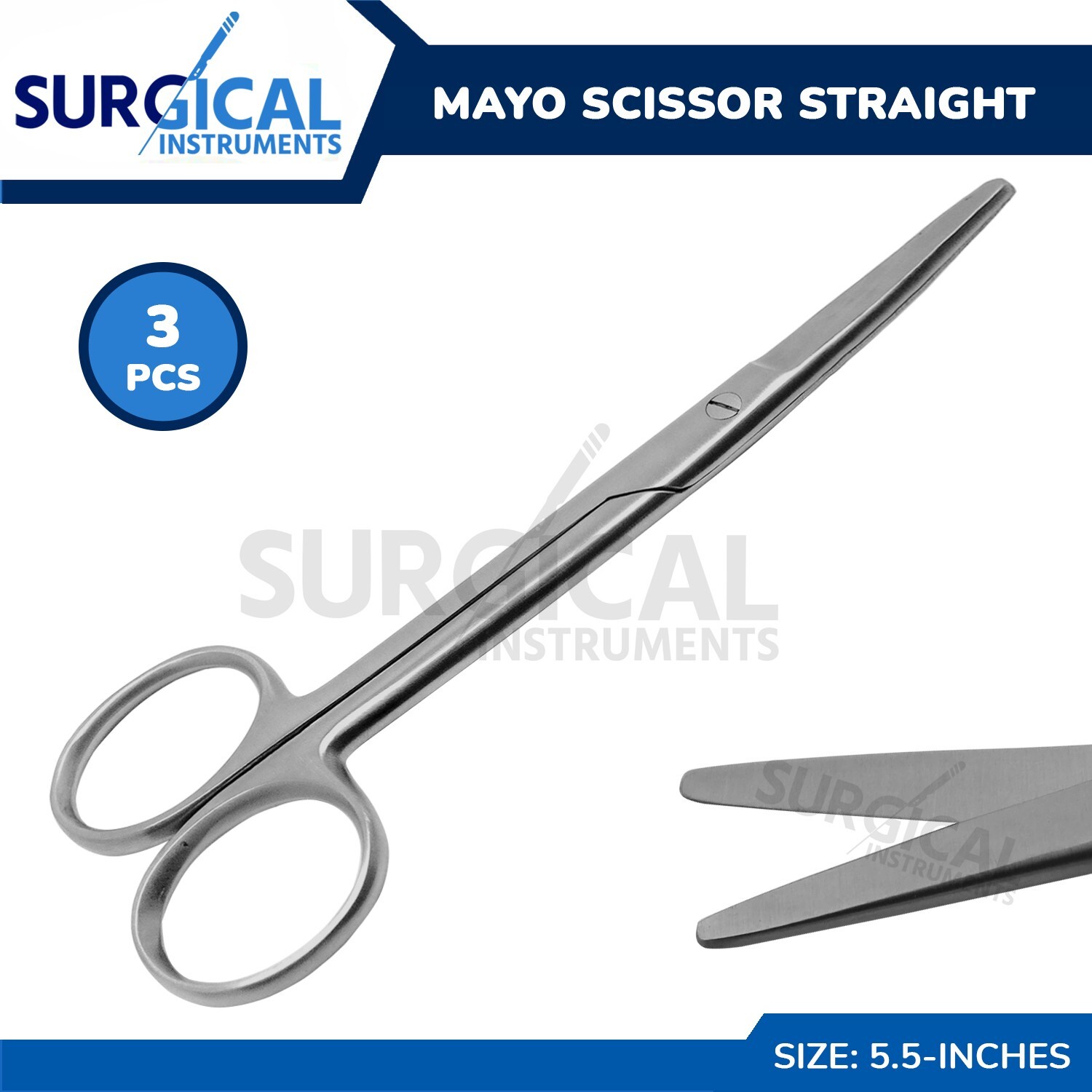 3 Pcs Mayo Scissors 5.5″ Straight Surgical Instruments Stainless German Grade