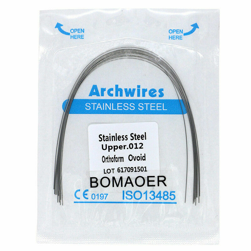 100Packs Dental Orthodontic Stainless Steel Round Arch Wires Ovoid Form 012Upper