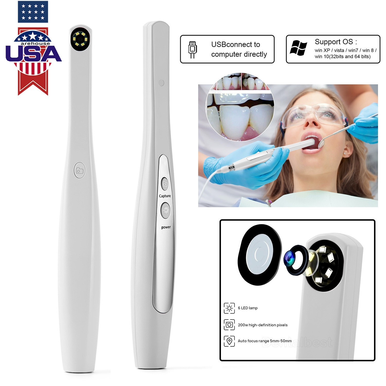 USB Dental Intraoral Camera Auto-Focus Digital Imaging Intra Oral 6 LED Light