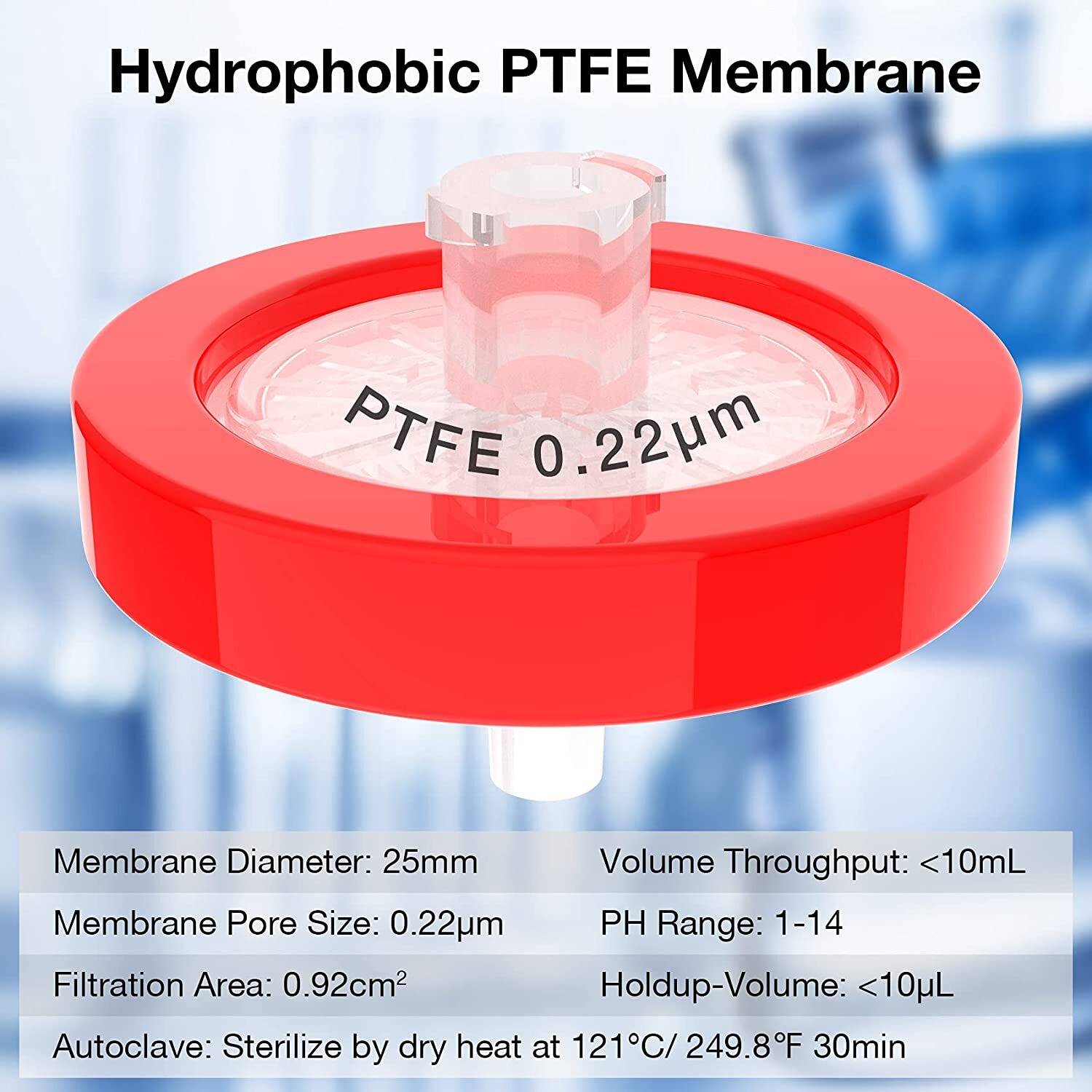 Hydrophobic Syringe Filters PTFE/GF Membrane 0.7μm 25m, 0.22μm 25mm, 0.45μm 13mm