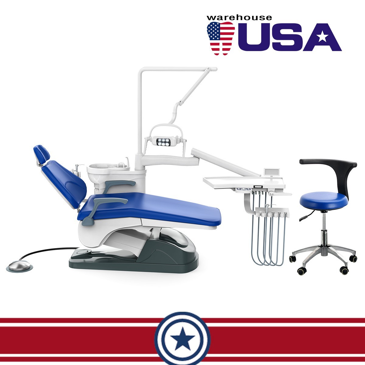 FDA Dental Unit Chair Computer Controlled DC Motor Stool TJ2688-A1