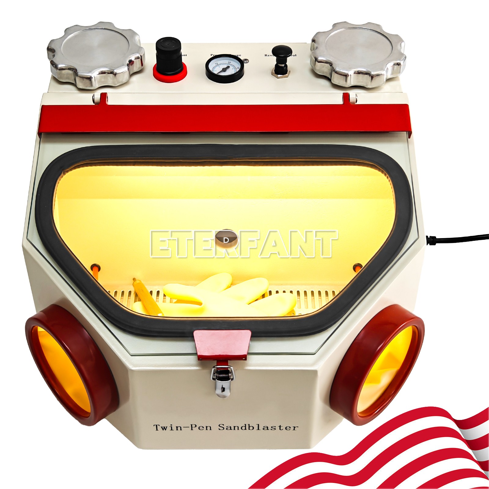ETERFANT Twin Pen Sandblaster Double Pen Sand Blaster/Dust-Free Grinding Machine