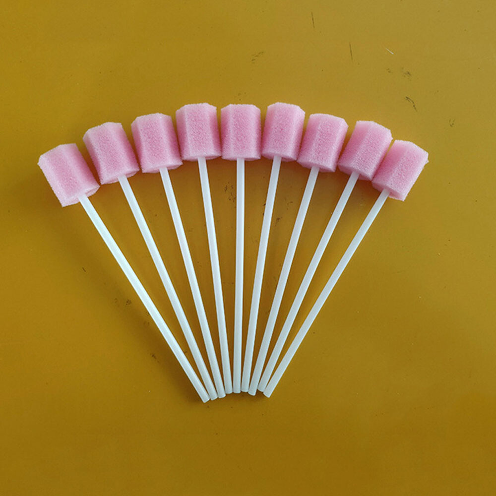 New 200pcs Pink Disposable Oral Care Tools Sponge Cleaning Mouth Swab Home Use