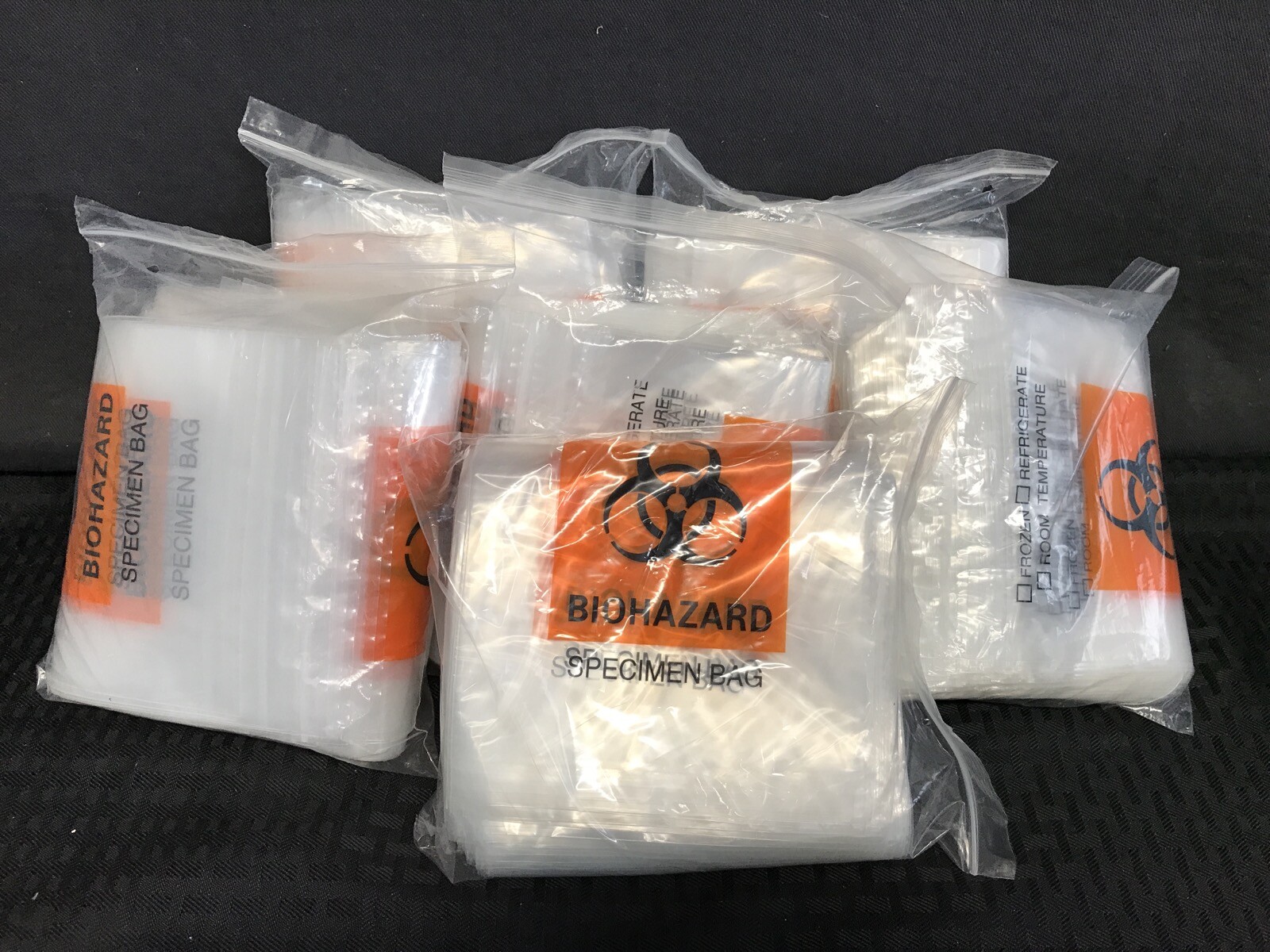 (600) Plastic Biohazard Specimen Bags 6” x 9” Resealable Zip Style