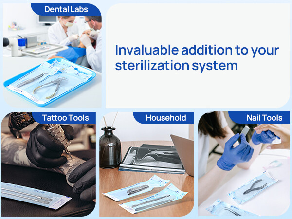 2000pcs/10Boxes JMU Self Sealing Sterilization Pouches Autoclave w/ Indicators