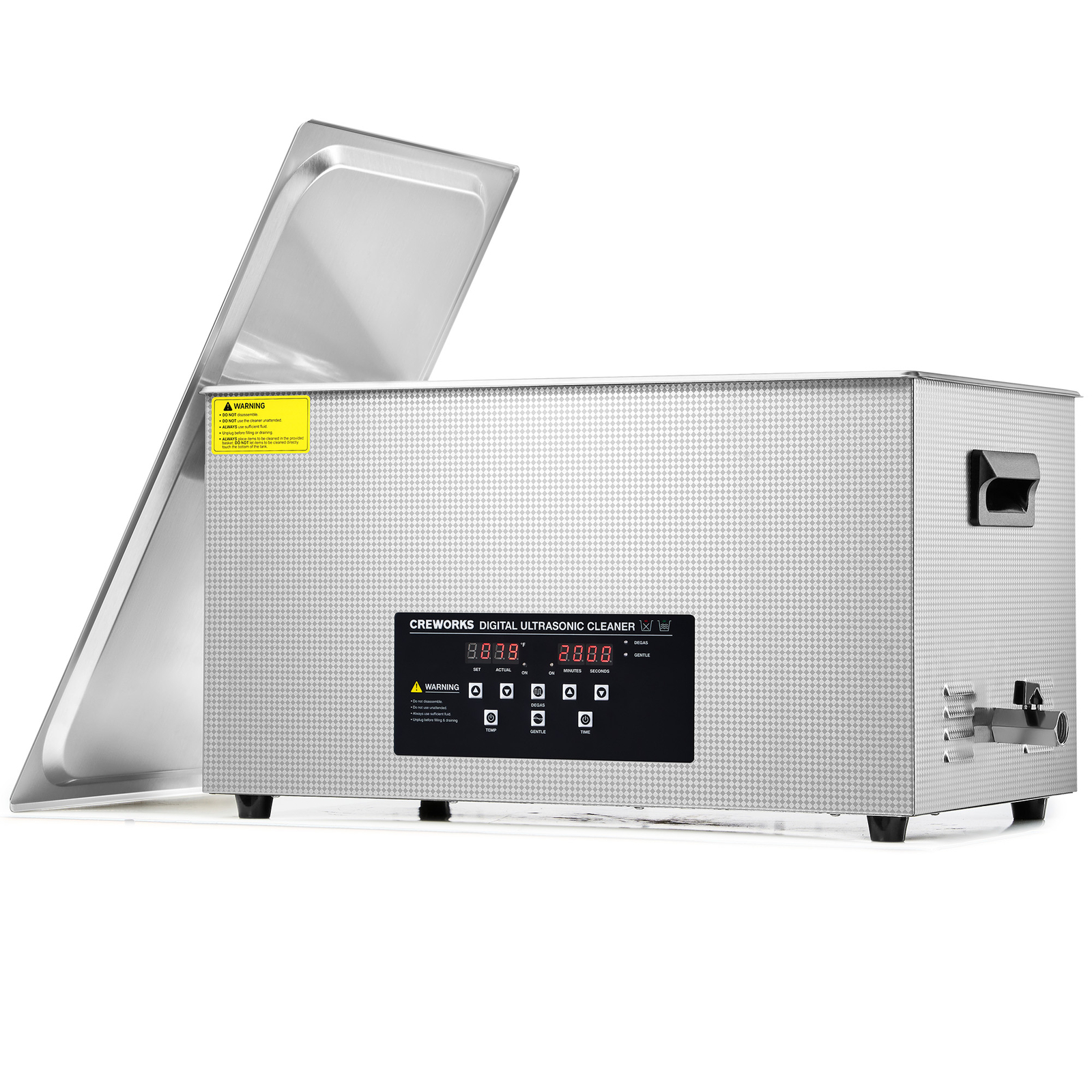CREWORKS 22L Ultrasonic Cleaner with Control Panel 1-30 min. Timer & Degas Mode