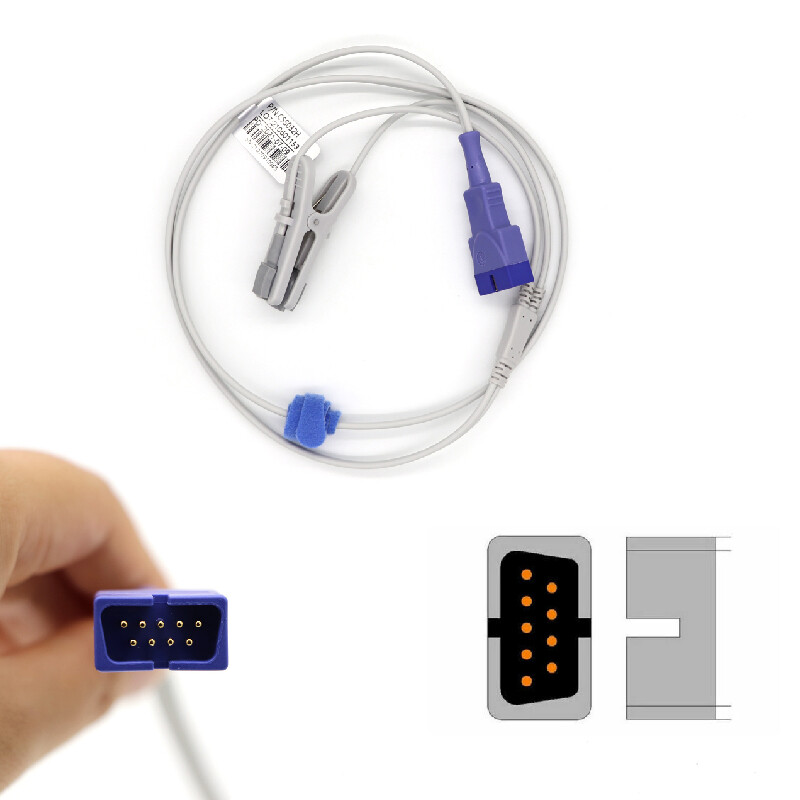 3Pcs Adult Ear Clip SPO2 Sensor Probe 1m 9pin DB9 Apply to Nellcor N-560 N-600