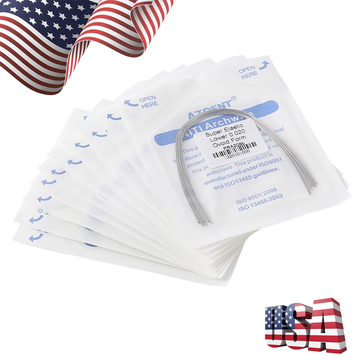 10pcs AZDENT Dental Ortho Arch Wire Super Elastic NiTi Ovoid Round Rectangular