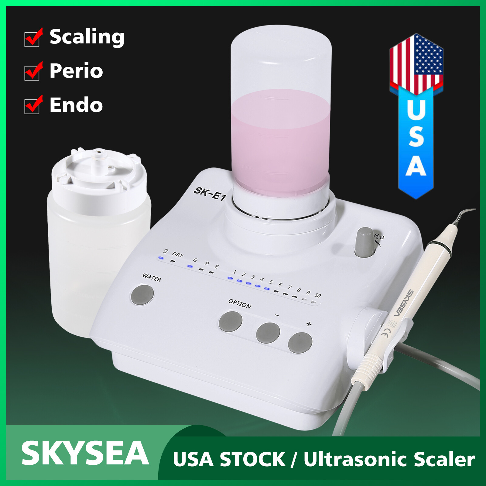 Dental Portable Ultrasonic Piezo Scaler auto water supply fit EMS & Handpiece