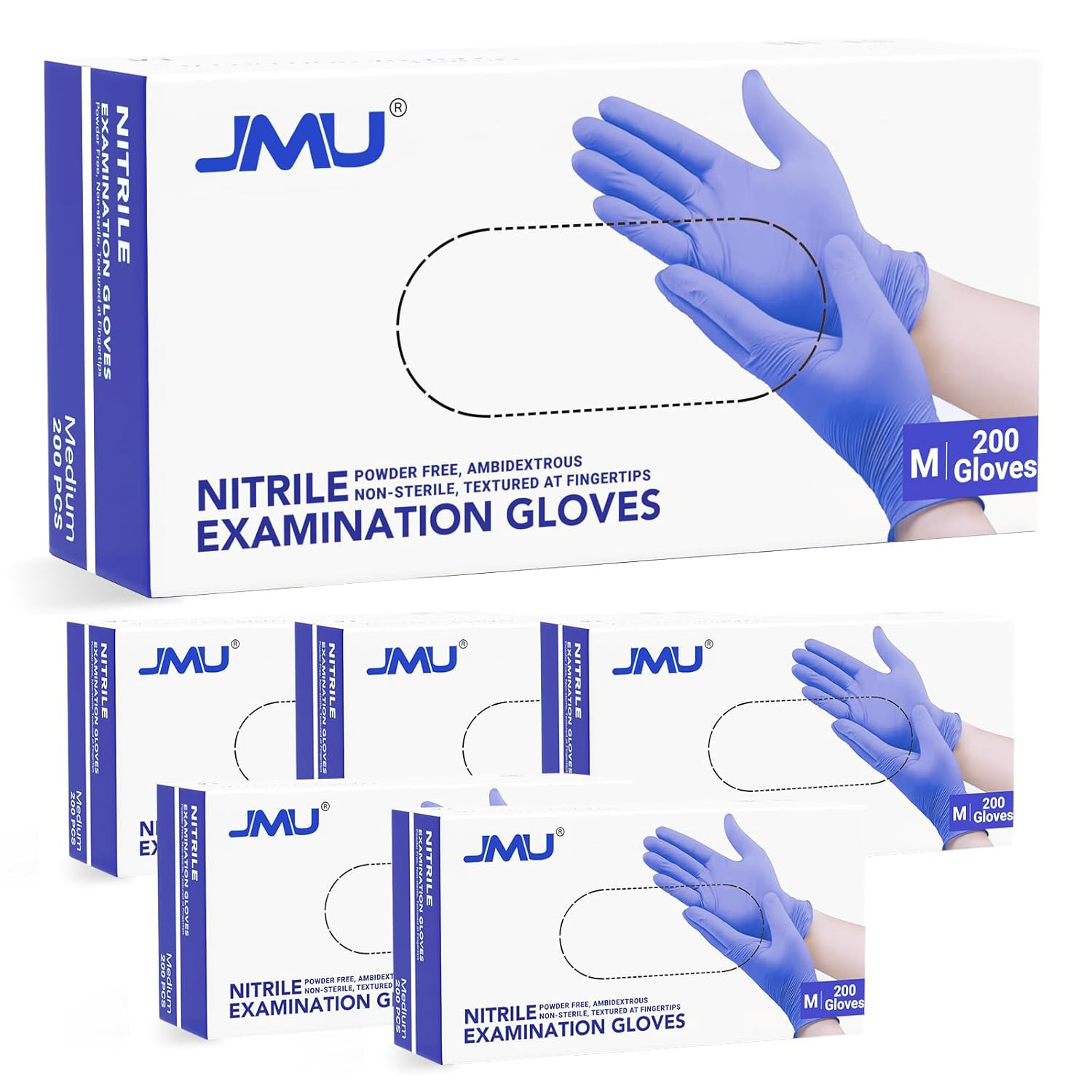 Nitrile Gloves Case Medium, 1200 Count, Gloves Disposable Latex Free Bulk, 3.5 M