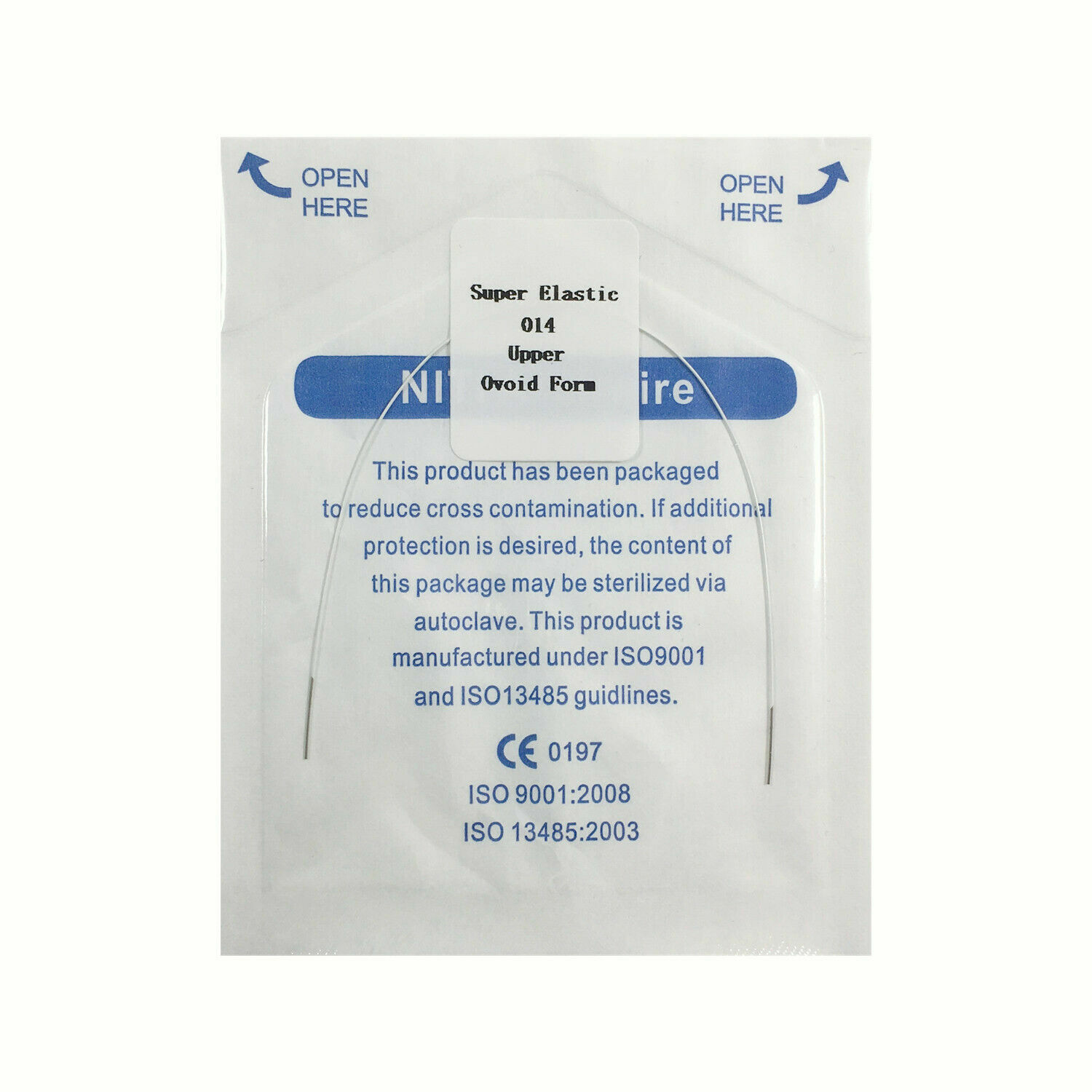Dental Ortho Super Elastic Niti White Round Wires Ovoid Form Upper/Lower 014