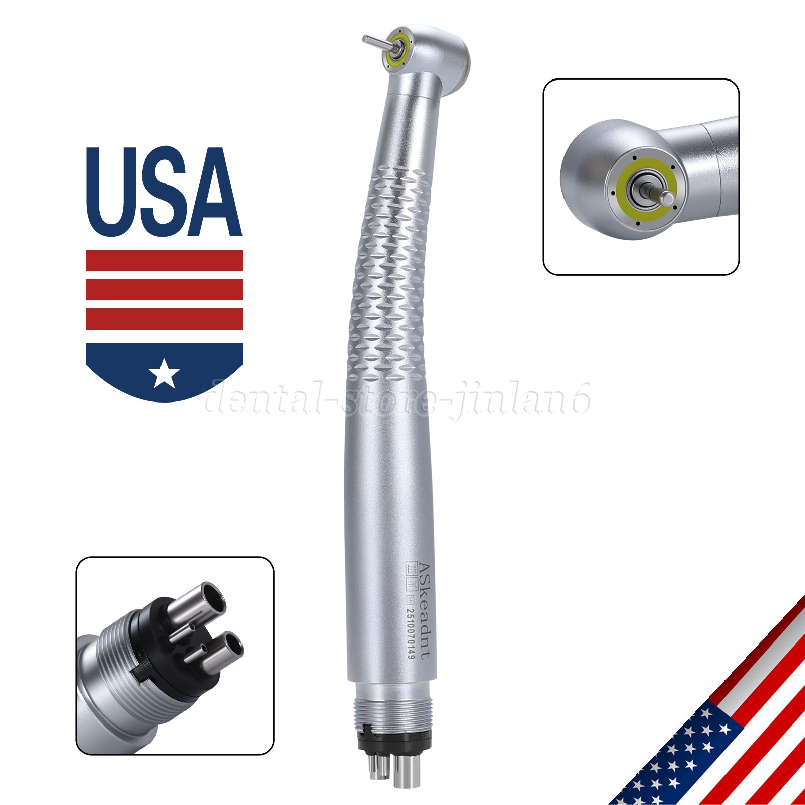 1-10 PCS Dental Shadowless Ring LED High Speed Handpiece 5 Water Spary 4 Holes
