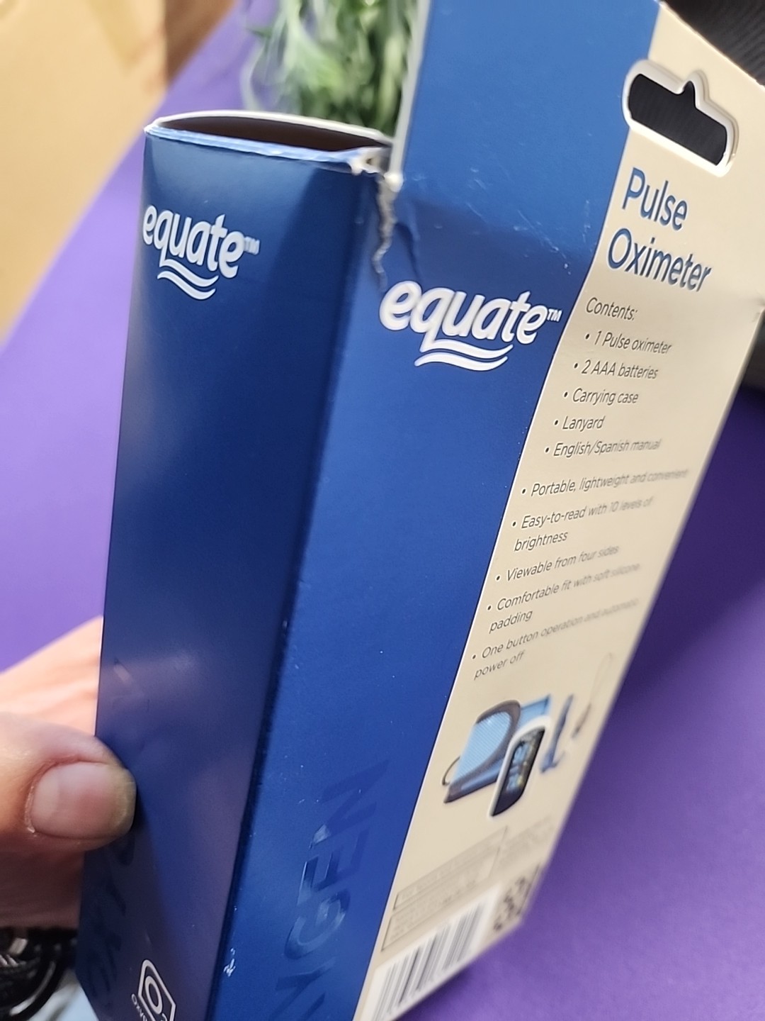 Equate Fingertip Pulse Oximeter With Comfortable Silicone Padding Open Box (Z)