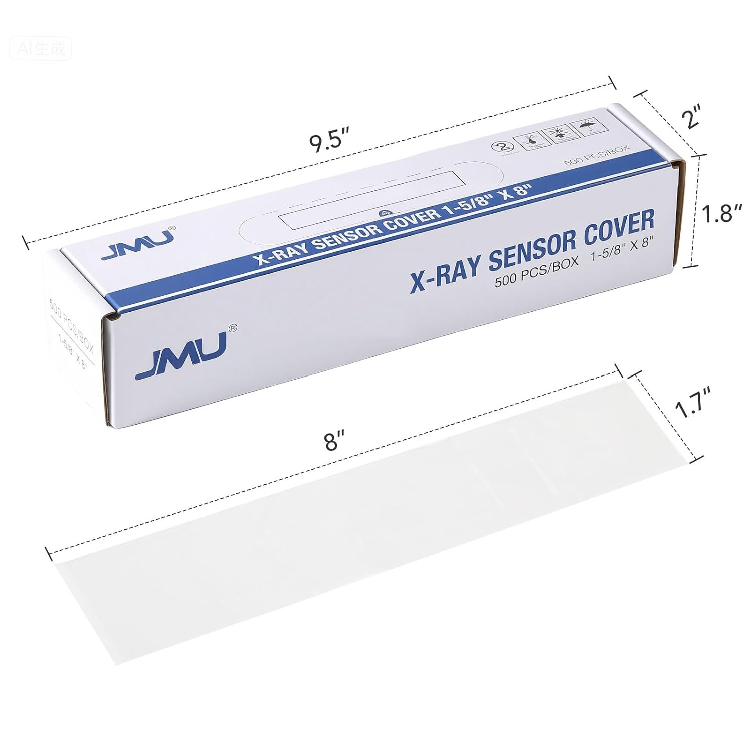 500pcs Disposable Dental X-Ray Sensor Protective Covers 8″ x 1-3/8