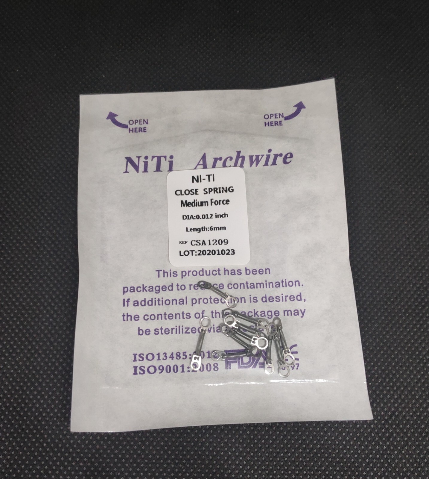 50Pcs Dental Closed Coil Spring Orthodontic Niti Alloy 012*6/9/12mm Medium Force
