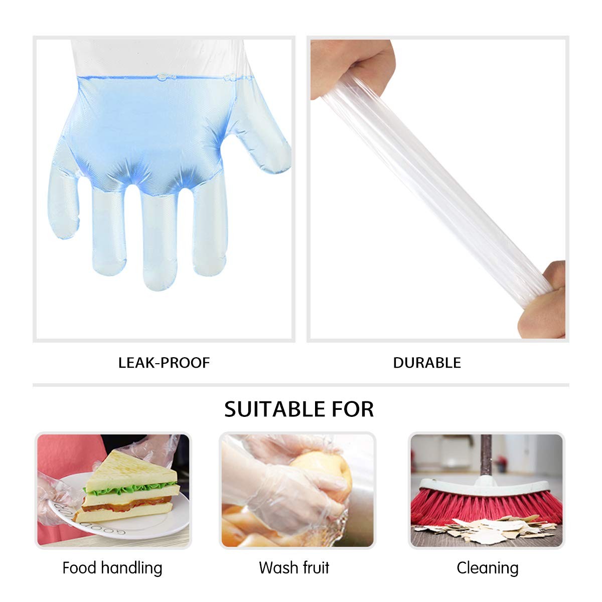 Disposable Plastic Gloves, 1000 Pcs, Kitchen Cooking Cleaning Food Handling