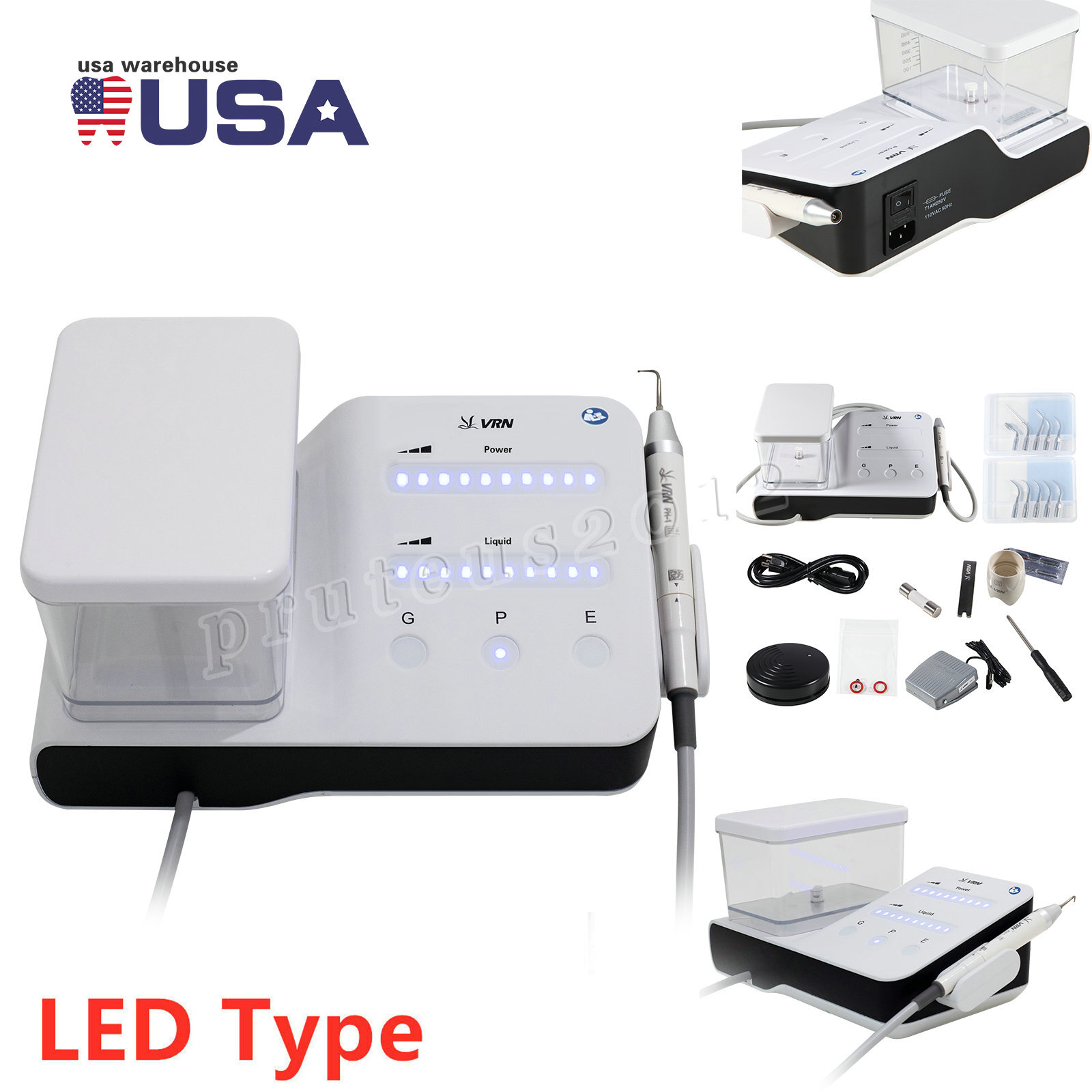 VRN Dental LED Ultrasonic Scaler PH-1 Detachable Handpiece Tips water Bottles