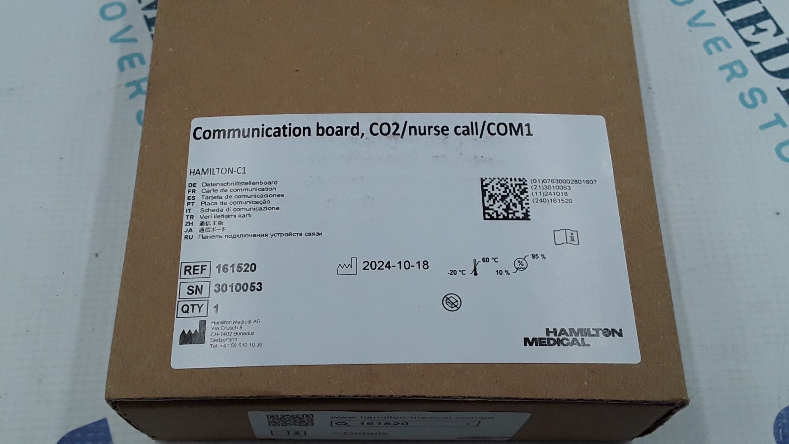 Hamilton Medical Communication Board CO2 Nurse Call COM1 REF 161520