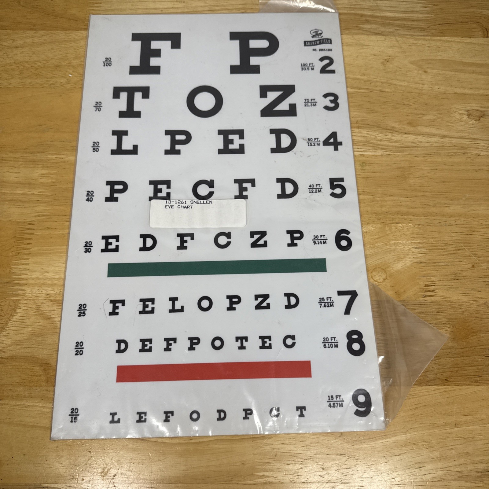 Graham Field Products Eye Charts For Illuminated Test Cabinet 2867 1261 Snellen