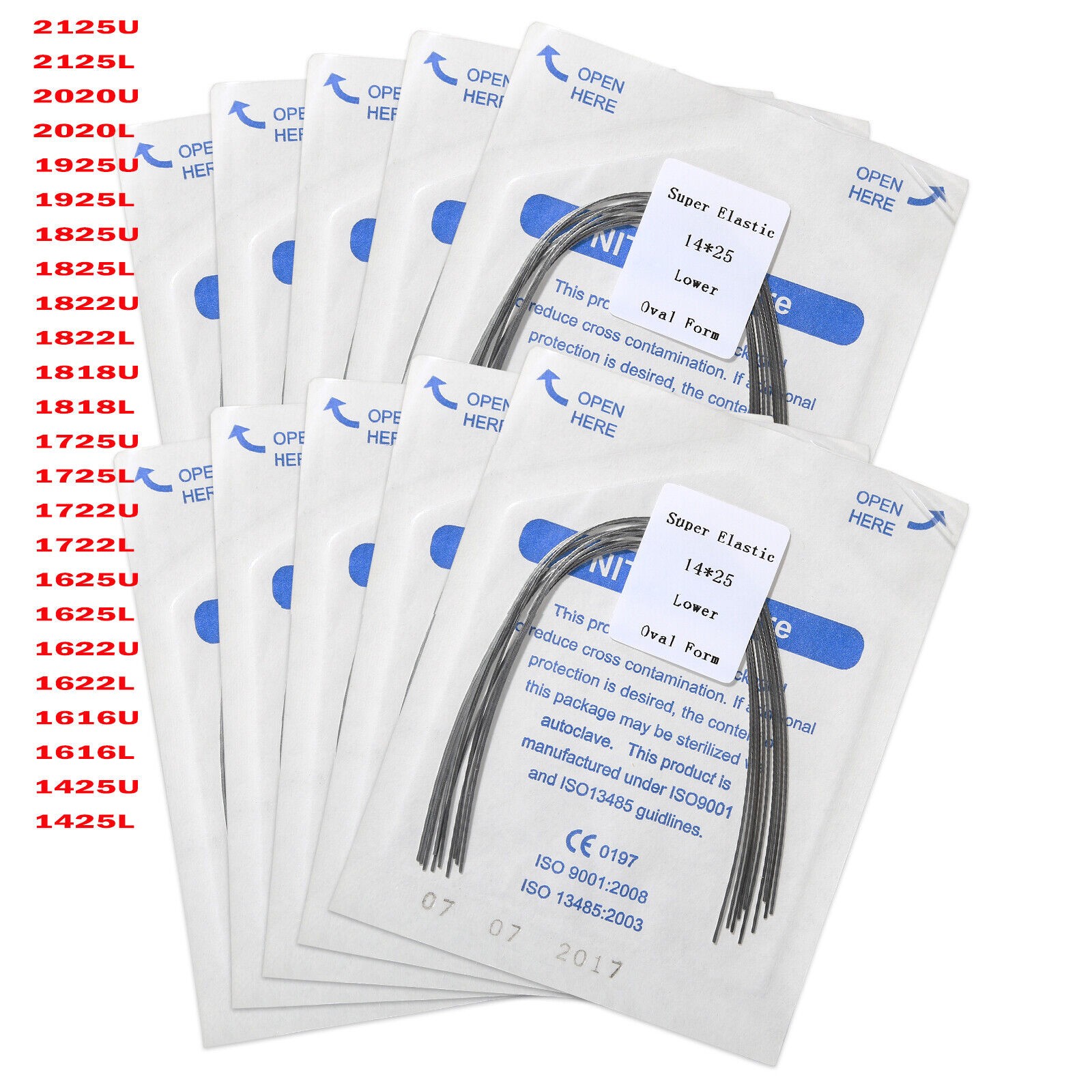 10 Packs Dental Orthodontic Arch Wire Rectangular Niti Super Elastic Upper/Lower