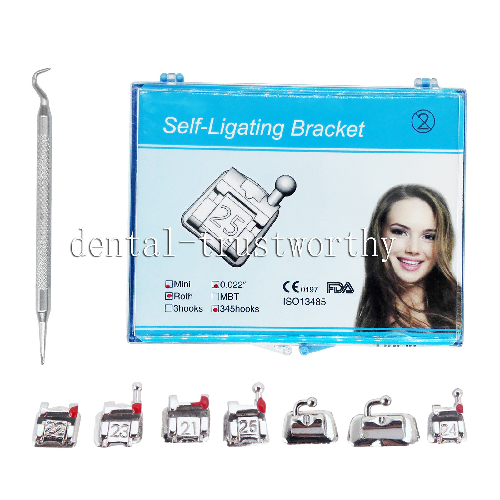 Dental Orthodontic Metal Self-ligating Ceramic Clear Crystal Brackets Braces ALL