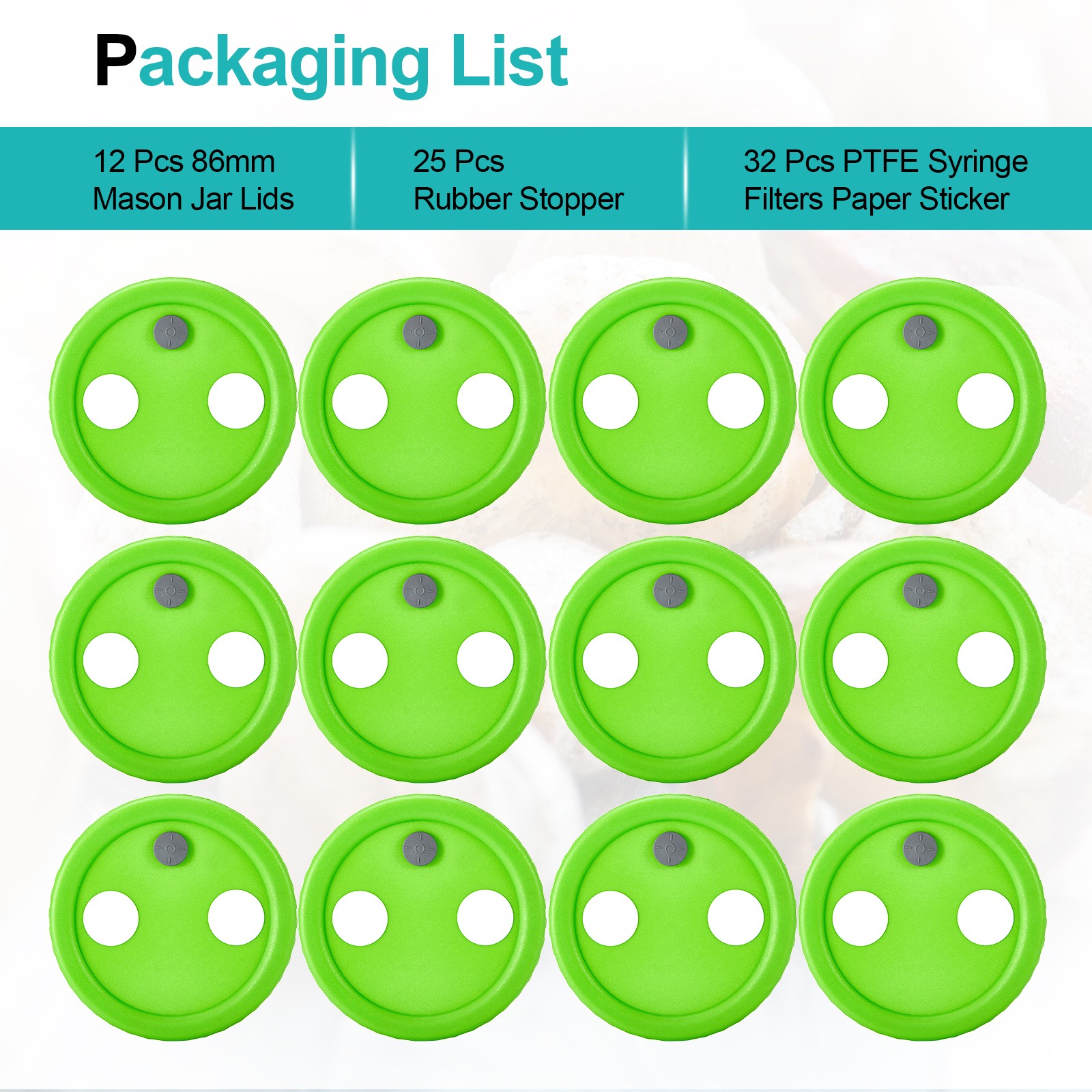 Mushroom Jar Liquid Culture Lid Wide Mouth Rejular Mouth Food Grade Plastic G…