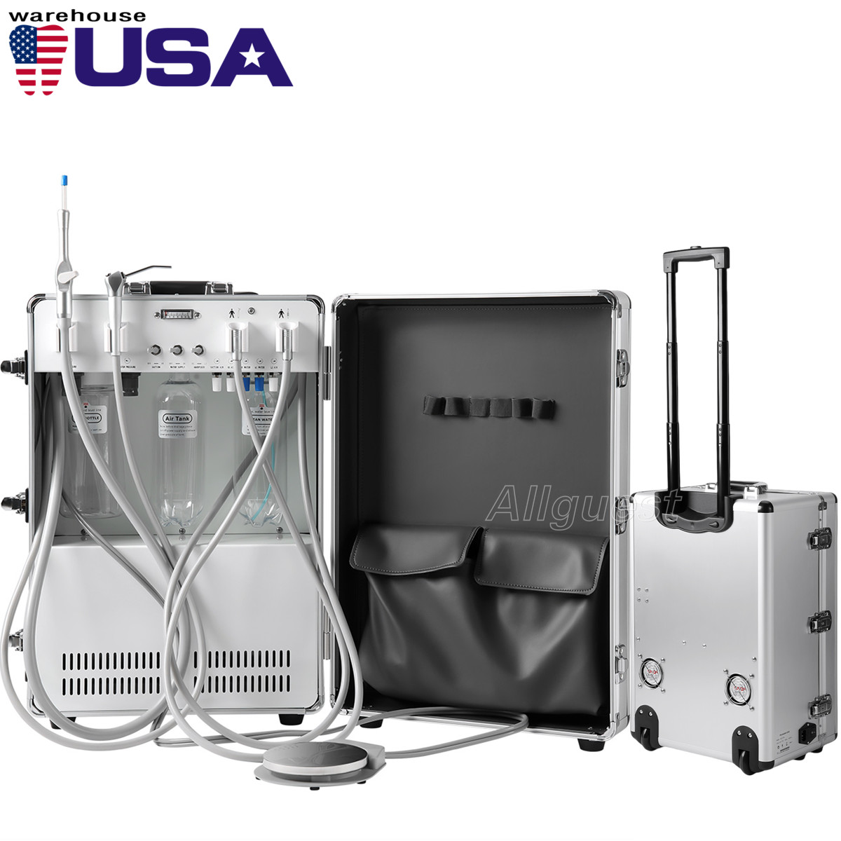 Portable Mobile Dental Delivery Unit Cart with Air Compressor Suction 4Hole P204