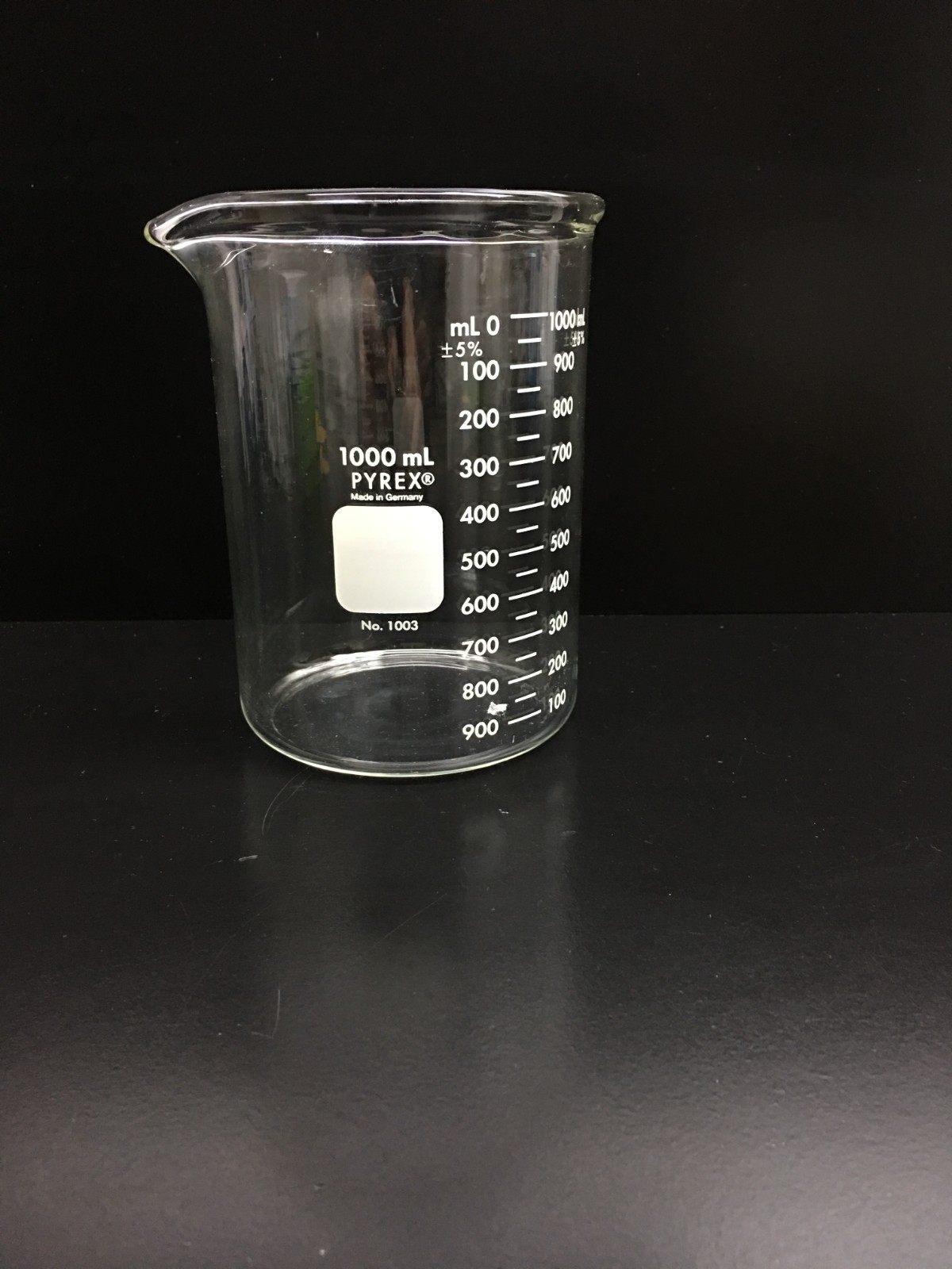 Corning Pyrex Cat No 1003-1L Heavy Duty Griffin 1L Beaker