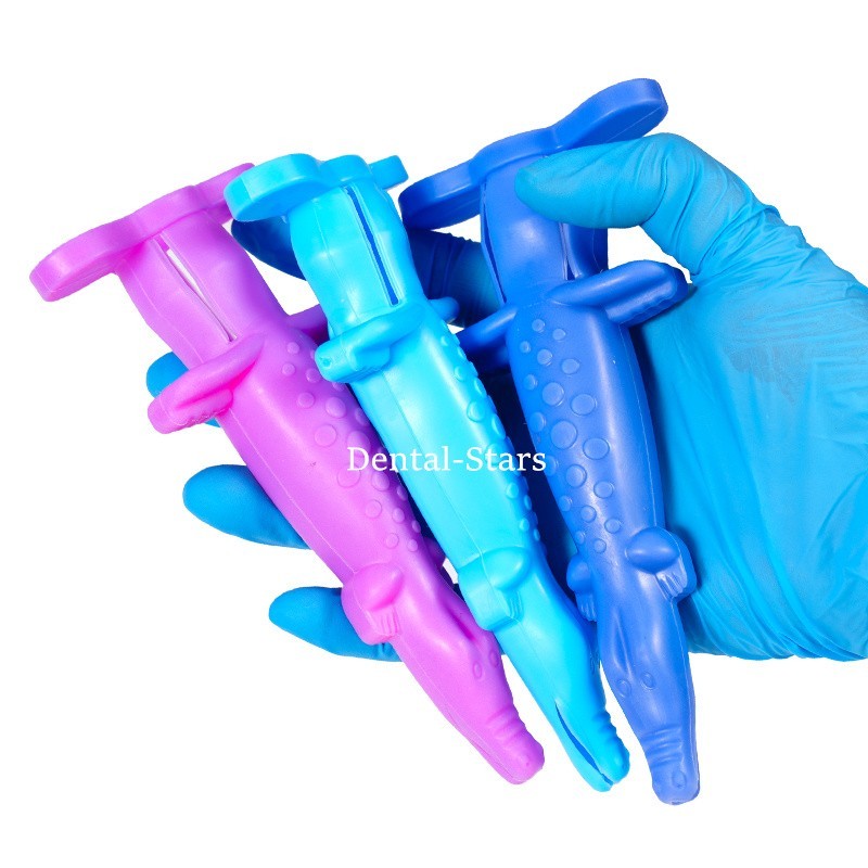2/100 Pcs Dental Syringe Sleeve Crocodile Shaped Soft Syringe Protective Cover