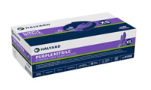 HALYARD PURPLE NITRILE EXAM GLOVES, X-SMALL, 100/BOX, 1 BOX, 55080